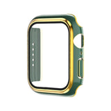 Electroplating Two-color PC+Tempered Film Watch Case, For Apple Watch Series 9 / 8 / 7 45mm, For Apple Watch Series 6/5/4/SE 44mm