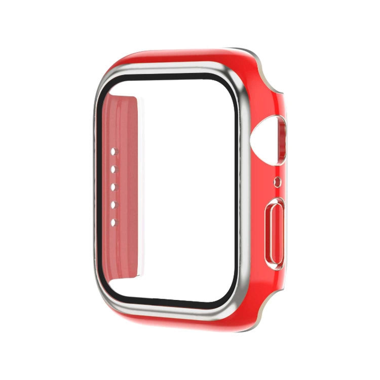 Electroplating Two-color PC+Tempered Film Watch Case, For Apple Watch Series 9 / 8 / 7 45mm, For Apple Watch Series 6/5/4/SE 44mm