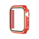 Electroplating Two-color PC+Tempered Film Watch Case, For Apple Watch Series 9 / 8 / 7 45mm, For Apple Watch Series 6/5/4/SE 44mm
