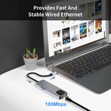 JUNSUNMAY 6 in 1 Type-C to 4K HDMI / Ethernet Docking Station Adapter PD Quick Charge Hub SD/TF Card Reader