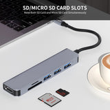 ENKAY Hat-Prince 6 in 1 Type-C to 4K HDMI Docking Station Adapter USB-C Hub SD/TF Card Reader, 6 in 1 Type-C to 4K HDMI