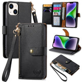 Love Zipper Lanyard Leather Phone Case, For iPhone 16, For iPhone 15 Pro Max, For iPhone 15 Pro, For iPhone 15 Plus, For iPhone 15, For iPhone 14 Plus, For iPhone 14, For iPhone 14 Pro