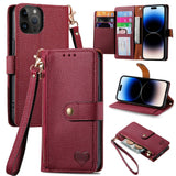 Love Zipper Lanyard Leather Phone Case, For iPhone 16, For iPhone 15 Pro Max, For iPhone 15 Pro, For iPhone 15 Plus, For iPhone 15, For iPhone 14 Plus, For iPhone 14, For iPhone 14 Pro