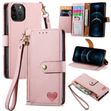 Love Zipper Lanyard Leather Phone Case, For iPhone 14 Pro Max, For iPhone 7 / 8 / SE 2022, For iPhone 13 Pro Max, For iPhone 13 Pro, For iPhone 13, For iPhone 12 / 12 Pro, For iPhone 12 Pro Max, For iPhone 11 Pro Max