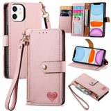 Love Zipper Lanyard Leather Phone Case, For iPhone 11, For iPhone 11 Pro, For iPhone XR, For iPhone XS Max, For iPhone 7 Plus / 8 Plus, For iPhone 6 Plus / 6s Plus, For iPhone 6 / 6s
