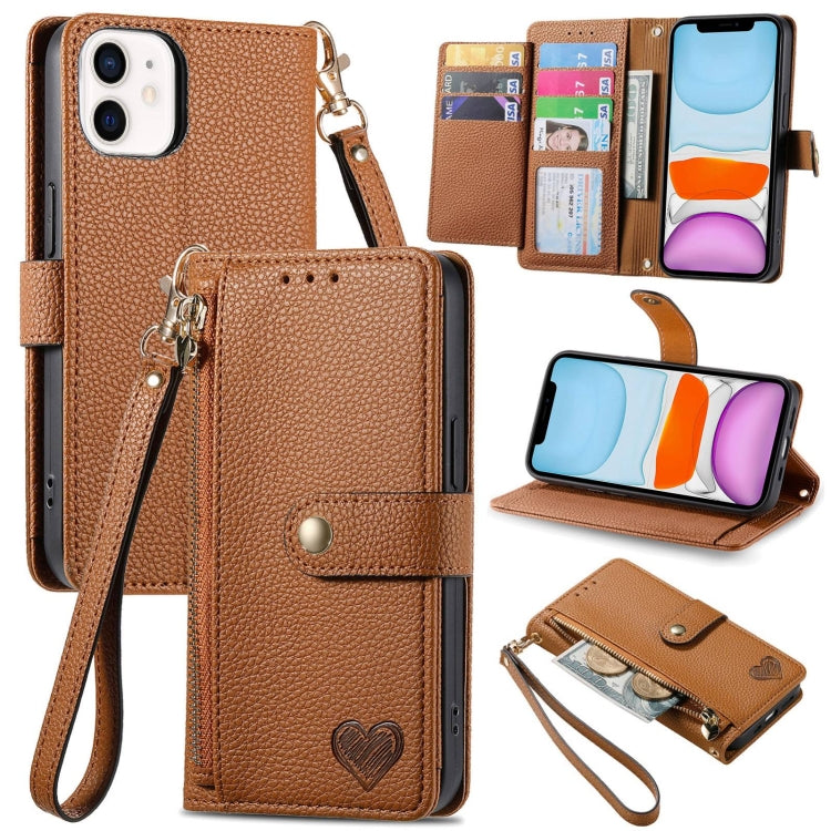Love Zipper Lanyard Leather Phone Case, For iPhone 11, For iPhone 11 Pro, For iPhone XR, For iPhone XS Max, For iPhone 7 Plus / 8 Plus, For iPhone 6 Plus / 6s Plus, For iPhone 6 / 6s