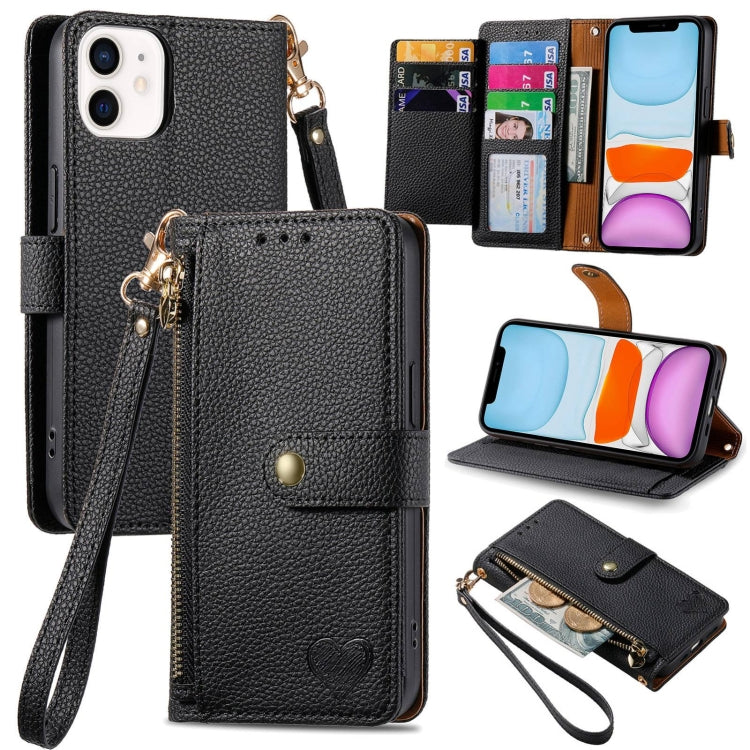 Love Zipper Lanyard Leather Phone Case, For iPhone 11, For iPhone 11 Pro, For iPhone XR, For iPhone XS Max, For iPhone 7 Plus / 8 Plus, For iPhone 6 Plus / 6s Plus, For iPhone 6 / 6s