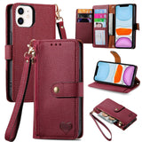 Love Zipper Lanyard Leather Phone Case, For iPhone 11, For iPhone 11 Pro, For iPhone XR, For iPhone XS Max, For iPhone 7 Plus / 8 Plus, For iPhone 6 Plus / 6s Plus, For iPhone 6 / 6s