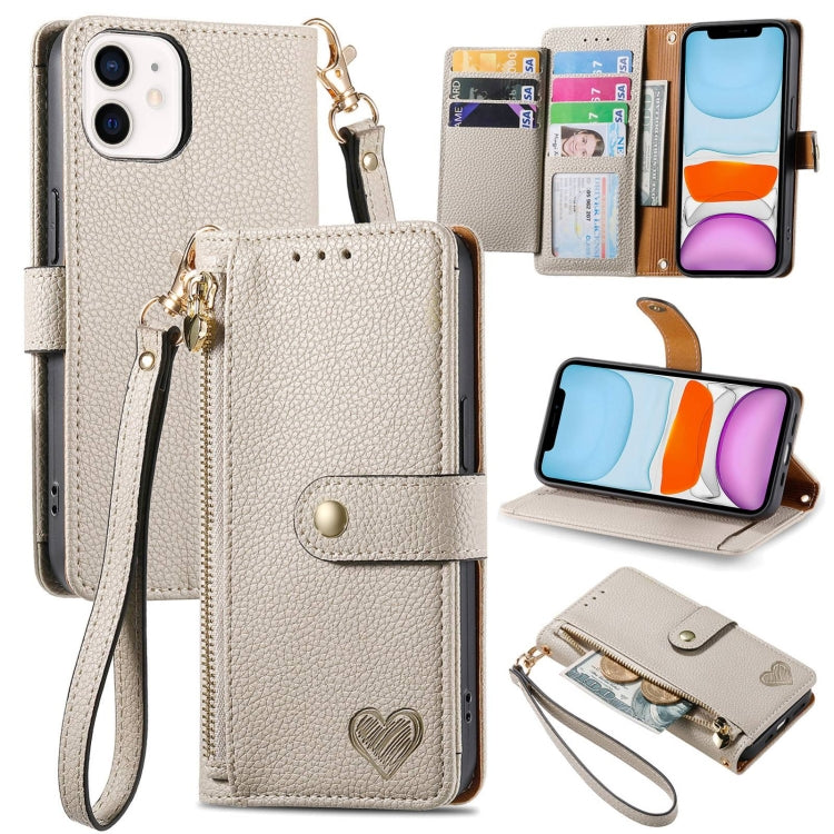 Love Zipper Lanyard Leather Phone Case, For iPhone 11, For iPhone 11 Pro, For iPhone XR, For iPhone XS Max, For iPhone 7 Plus / 8 Plus, For iPhone 6 Plus / 6s Plus, For iPhone 6 / 6s