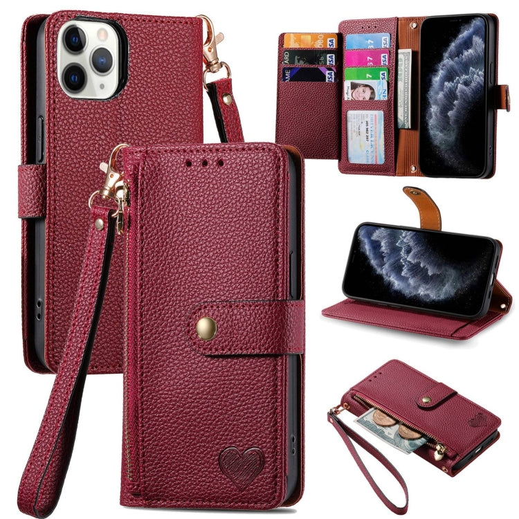 Love Zipper Lanyard Leather Phone Case, For iPhone 11, For iPhone 11 Pro, For iPhone XR, For iPhone XS Max, For iPhone 7 Plus / 8 Plus, For iPhone 6 Plus / 6s Plus, For iPhone 6 / 6s
