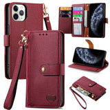 Love Zipper Lanyard Leather Phone Case, For iPhone 11, For iPhone 11 Pro, For iPhone XR, For iPhone XS Max, For iPhone 7 Plus / 8 Plus, For iPhone 6 Plus / 6s Plus, For iPhone 6 / 6s