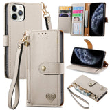 Love Zipper Lanyard Leather Phone Case, For iPhone 11, For iPhone 11 Pro, For iPhone XR, For iPhone XS Max, For iPhone 7 Plus / 8 Plus, For iPhone 6 Plus / 6s Plus, For iPhone 6 / 6s