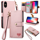 Love Zipper Lanyard Leather Phone Case, For iPhone 11, For iPhone 11 Pro, For iPhone X / XS, For iPhone XR, For iPhone XS Max, For iPhone 7 Plus / 8 Plus, For iPhone 6 Plus / 6s Plus, For iPhone 6 / 6s