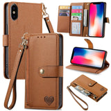 Love Zipper Lanyard Leather Phone Case, For iPhone 11, For iPhone 11 Pro, For iPhone X / XS, For iPhone XR, For iPhone XS Max, For iPhone 7 Plus / 8 Plus, For iPhone 6 Plus / 6s Plus, For iPhone 6 / 6s