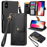 Love Zipper Lanyard Leather Phone Case, For iPhone 11, For iPhone 11 Pro, For iPhone X / XS, For iPhone XR, For iPhone XS Max, For iPhone 7 Plus / 8 Plus, For iPhone 6 Plus / 6s Plus, For iPhone 6 / 6s
