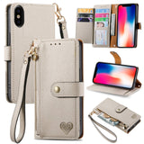 Love Zipper Lanyard Leather Phone Case, For iPhone 11, For iPhone 11 Pro, For iPhone X / XS, For iPhone XR, For iPhone XS Max, For iPhone 7 Plus / 8 Plus, For iPhone 6 Plus / 6s Plus, For iPhone 6 / 6s