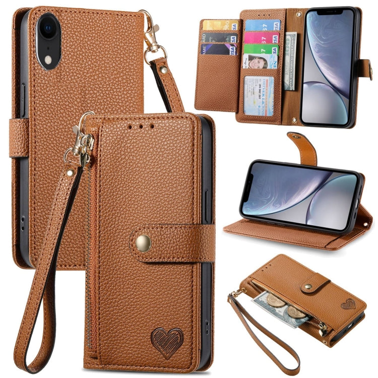 Love Zipper Lanyard Leather Phone Case, For iPhone 11, For iPhone 11 Pro, For iPhone XR, For iPhone XS Max, For iPhone 7 Plus / 8 Plus, For iPhone 6 Plus / 6s Plus, For iPhone 6 / 6s