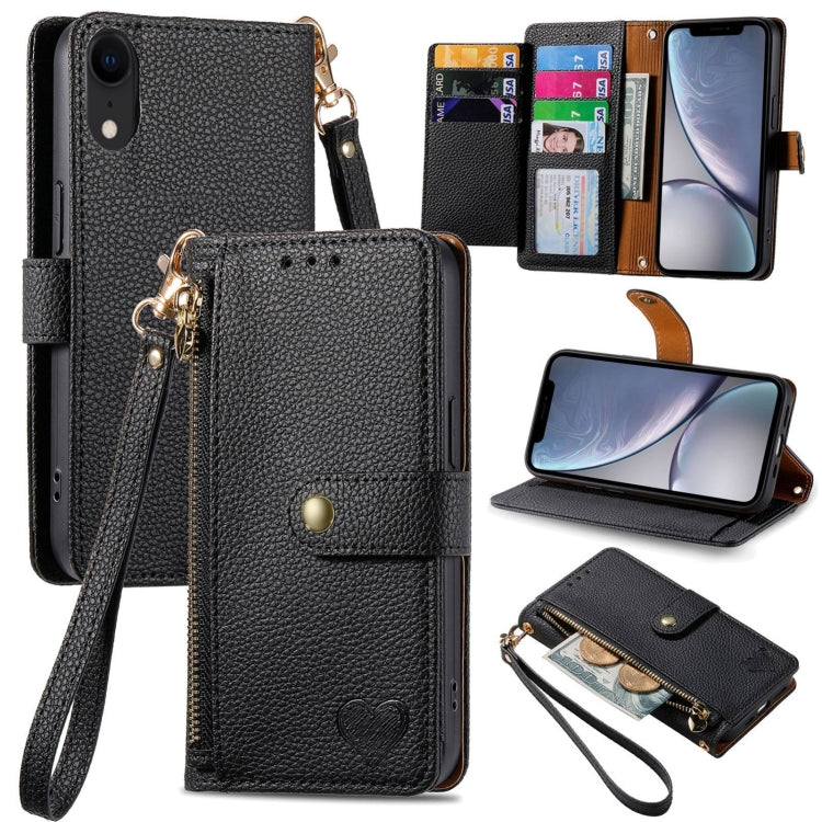 Love Zipper Lanyard Leather Phone Case, For iPhone 11, For iPhone 11 Pro, For iPhone XR, For iPhone XS Max, For iPhone 7 Plus / 8 Plus, For iPhone 6 Plus / 6s Plus, For iPhone 6 / 6s