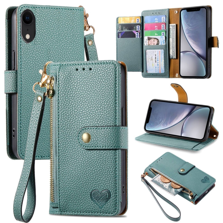 Love Zipper Lanyard Leather Phone Case, For iPhone 11, For iPhone 11 Pro, For iPhone XR, For iPhone XS Max, For iPhone 7 Plus / 8 Plus, For iPhone 6 Plus / 6s Plus, For iPhone 6 / 6s