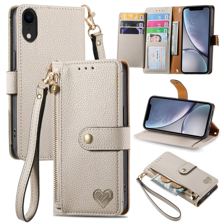 Love Zipper Lanyard Leather Phone Case, For iPhone 11, For iPhone 11 Pro, For iPhone XR, For iPhone XS Max, For iPhone 7 Plus / 8 Plus, For iPhone 6 Plus / 6s Plus, For iPhone 6 / 6s