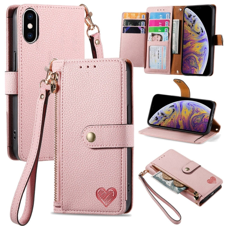 Love Zipper Lanyard Leather Phone Case, For iPhone 11, For iPhone 11 Pro, For iPhone XR, For iPhone XS Max, For iPhone 7 Plus / 8 Plus, For iPhone 6 Plus / 6s Plus, For iPhone 6 / 6s