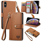 Love Zipper Lanyard Leather Phone Case, For iPhone 11, For iPhone 11 Pro, For iPhone X / XS, For iPhone XR, For iPhone XS Max, For iPhone 7 Plus / 8 Plus, For iPhone 6 Plus / 6s Plus, For iPhone 6 / 6s
