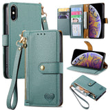 Love Zipper Lanyard Leather Phone Case, For iPhone 11, For iPhone 11 Pro, For iPhone X / XS, For iPhone XR, For iPhone XS Max, For iPhone 7 Plus / 8 Plus, For iPhone 6 Plus / 6s Plus, For iPhone 6 / 6s