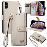 Love Zipper Lanyard Leather Phone Case, For iPhone 11, For iPhone 11 Pro, For iPhone X / XS, For iPhone XR, For iPhone XS Max, For iPhone 7 Plus / 8 Plus, For iPhone 6 Plus / 6s Plus, For iPhone 6 / 6s