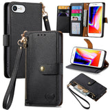 Love Zipper Lanyard Leather Phone Case, For iPhone 14 Pro Max, For iPhone 7 / 8 / SE 2022, For iPhone 13 Pro Max, For iPhone 13 Pro, For iPhone 13, For iPhone 12 / 12 Pro, For iPhone 12 Pro Max, For iPhone 11 Pro Max