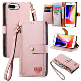 Love Zipper Lanyard Leather Phone Case, For iPhone 11, For iPhone 11 Pro, For iPhone X / XS, For iPhone XR, For iPhone XS Max, For iPhone 7 Plus / 8 Plus, For iPhone 6 Plus / 6s Plus, For iPhone 6 / 6s