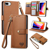 Love Zipper Lanyard Leather Phone Case, For iPhone 11, For iPhone 11 Pro, For iPhone X / XS, For iPhone XR, For iPhone XS Max, For iPhone 7 Plus / 8 Plus, For iPhone 6 Plus / 6s Plus, For iPhone 6 / 6s