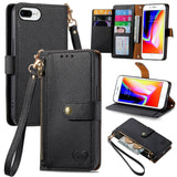 Love Zipper Lanyard Leather Phone Case, For iPhone 11, For iPhone 11 Pro, For iPhone X / XS, For iPhone XR, For iPhone XS Max, For iPhone 7 Plus / 8 Plus, For iPhone 6 Plus / 6s Plus, For iPhone 6 / 6s
