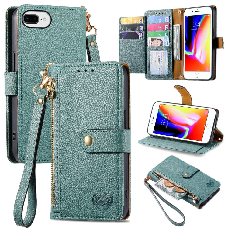 Love Zipper Lanyard Leather Phone Case, For iPhone 11, For iPhone 11 Pro, For iPhone X / XS, For iPhone XR, For iPhone XS Max, For iPhone 7 Plus / 8 Plus, For iPhone 6 Plus / 6s Plus, For iPhone 6 / 6s
