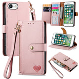 Love Zipper Lanyard Leather Phone Case, For iPhone 11, For iPhone 11 Pro, For iPhone X / XS, For iPhone XR, For iPhone XS Max, For iPhone 7 Plus / 8 Plus, For iPhone 6 Plus / 6s Plus, For iPhone 6 / 6s