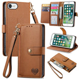 Love Zipper Lanyard Leather Phone Case, For iPhone 11, For iPhone 11 Pro, For iPhone X / XS, For iPhone XR, For iPhone XS Max, For iPhone 7 Plus / 8 Plus, For iPhone 6 Plus / 6s Plus, For iPhone 6 / 6s