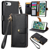 Love Zipper Lanyard Leather Phone Case, For iPhone 11, For iPhone 11 Pro, For iPhone X / XS, For iPhone XR, For iPhone XS Max, For iPhone 7 Plus / 8 Plus, For iPhone 6 Plus / 6s Plus, For iPhone 6 / 6s