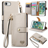 Love Zipper Lanyard Leather Phone Case, For iPhone 11, For iPhone 11 Pro, For iPhone X / XS, For iPhone XR, For iPhone XS Max, For iPhone 7 Plus / 8 Plus, For iPhone 6 Plus / 6s Plus, For iPhone 6 / 6s
