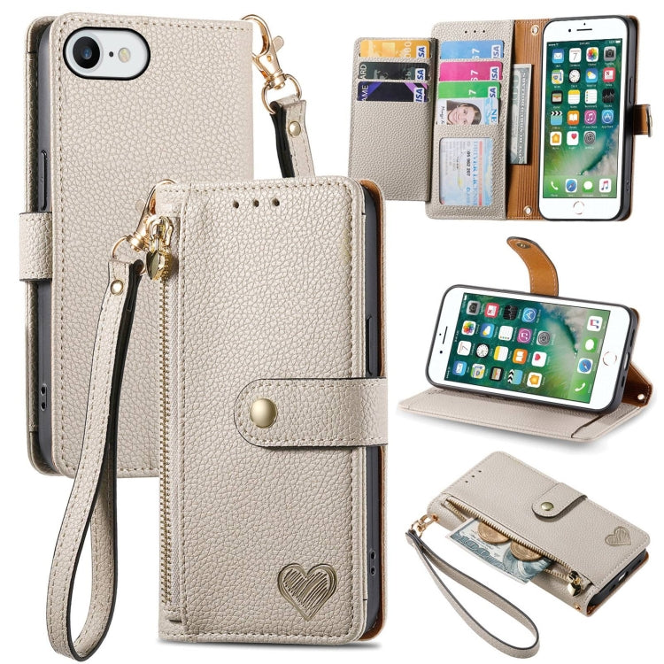 Love Zipper Lanyard Leather Phone Case, For iPhone 11, For iPhone 11 Pro, For iPhone X / XS, For iPhone XR, For iPhone XS Max, For iPhone 7 Plus / 8 Plus, For iPhone 6 Plus / 6s Plus, For iPhone 6 / 6s