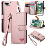 Love Zipper Lanyard Leather Phone Case, For iPhone 11, For iPhone 11 Pro, For iPhone X / XS, For iPhone XR, For iPhone XS Max, For iPhone 7 Plus / 8 Plus, For iPhone 6 Plus / 6s Plus, For iPhone 6 / 6s