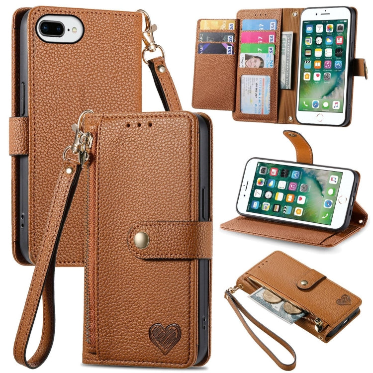 Love Zipper Lanyard Leather Phone Case, For iPhone 11, For iPhone 11 Pro, For iPhone X / XS, For iPhone XR, For iPhone XS Max, For iPhone 7 Plus / 8 Plus, For iPhone 6 Plus / 6s Plus, For iPhone 6 / 6s