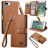 Love Zipper Lanyard Leather Phone Case, For iPhone 11, For iPhone 11 Pro, For iPhone X / XS, For iPhone XR, For iPhone XS Max, For iPhone 7 Plus / 8 Plus, For iPhone 6 Plus / 6s Plus, For iPhone 6 / 6s