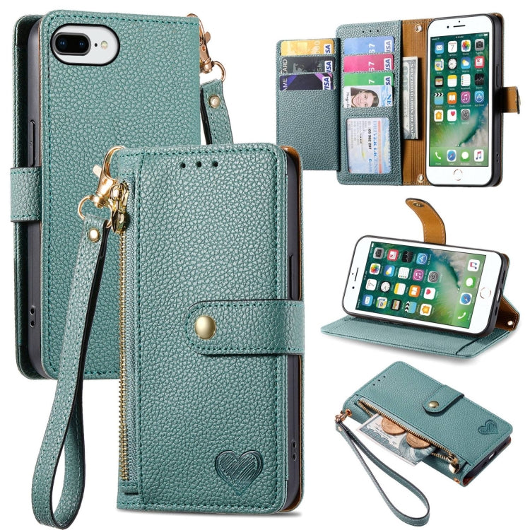 Love Zipper Lanyard Leather Phone Case, For iPhone 11, For iPhone 11 Pro, For iPhone X / XS, For iPhone XR, For iPhone XS Max, For iPhone 7 Plus / 8 Plus, For iPhone 6 Plus / 6s Plus, For iPhone 6 / 6s