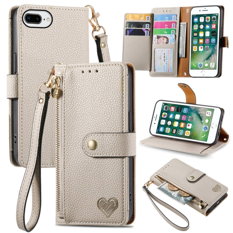 Love Zipper Lanyard Leather Phone Case, For iPhone 11, For iPhone 11 Pro, For iPhone X / XS, For iPhone XR, For iPhone XS Max, For iPhone 7 Plus / 8 Plus, For iPhone 6 Plus / 6s Plus, For iPhone 6 / 6s