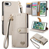 Love Zipper Lanyard Leather Phone Case, For iPhone 11, For iPhone 11 Pro, For iPhone X / XS, For iPhone XR, For iPhone XS Max, For iPhone 7 Plus / 8 Plus, For iPhone 6 Plus / 6s Plus, For iPhone 6 / 6s