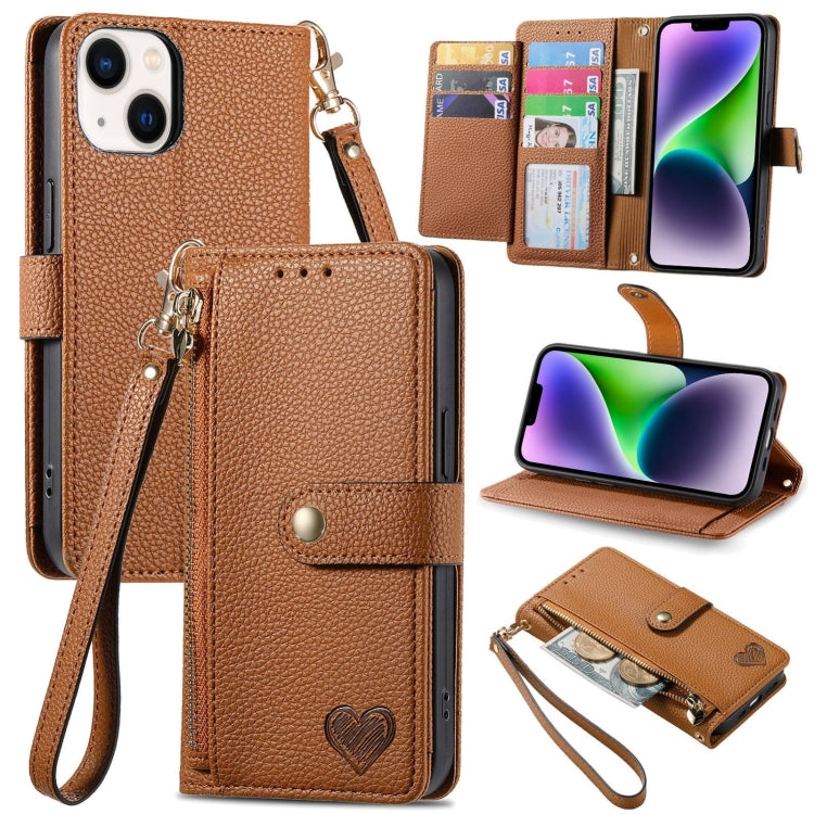 Love Zipper Lanyard Leather Phone Case, For iPhone 16, For iPhone 15 Pro Max, For iPhone 15 Pro, For iPhone 15 Plus, For iPhone 15, For iPhone 14 Plus, For iPhone 14, For iPhone 14 Pro