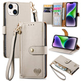Love Zipper Lanyard Leather Phone Case, For iPhone 16, For iPhone 15 Pro Max, For iPhone 15 Pro, For iPhone 15 Plus, For iPhone 15, For iPhone 14 Plus, For iPhone 14, For iPhone 14 Pro