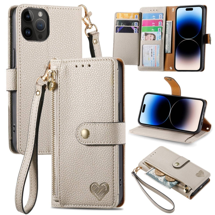 Love Zipper Lanyard Leather Phone Case, For iPhone 16, For iPhone 15 Pro Max, For iPhone 15 Pro, For iPhone 15 Plus, For iPhone 15, For iPhone 14 Plus, For iPhone 14, For iPhone 14 Pro