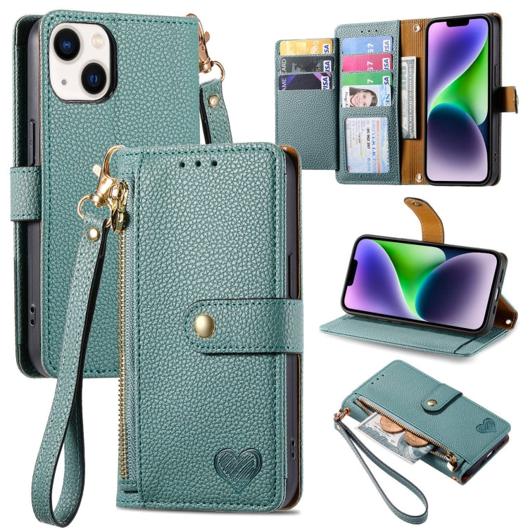 Love Zipper Lanyard Leather Phone Case, For iPhone 16, For iPhone 15 Pro Max, For iPhone 15 Pro, For iPhone 15 Plus, For iPhone 15, For iPhone 14 Plus, For iPhone 14, For iPhone 14 Pro