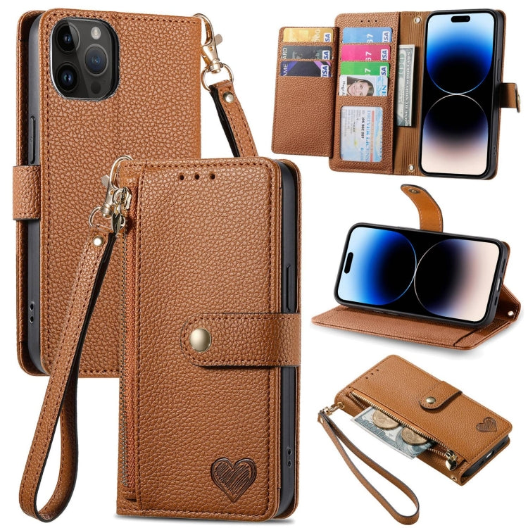 Love Zipper Lanyard Leather Phone Case, For iPhone 16, For iPhone 15 Pro Max, For iPhone 15 Pro, For iPhone 15 Plus, For iPhone 15, For iPhone 14 Plus, For iPhone 14, For iPhone 14 Pro