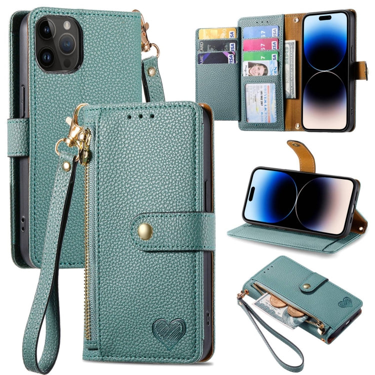 Love Zipper Lanyard Leather Phone Case, For iPhone 16, For iPhone 15 Pro Max, For iPhone 15 Pro, For iPhone 15 Plus, For iPhone 15, For iPhone 14 Plus, For iPhone 14, For iPhone 14 Pro